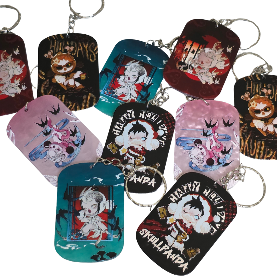 Skull Panda Keychain: Kawaii Anime Keyring, Bag Charm