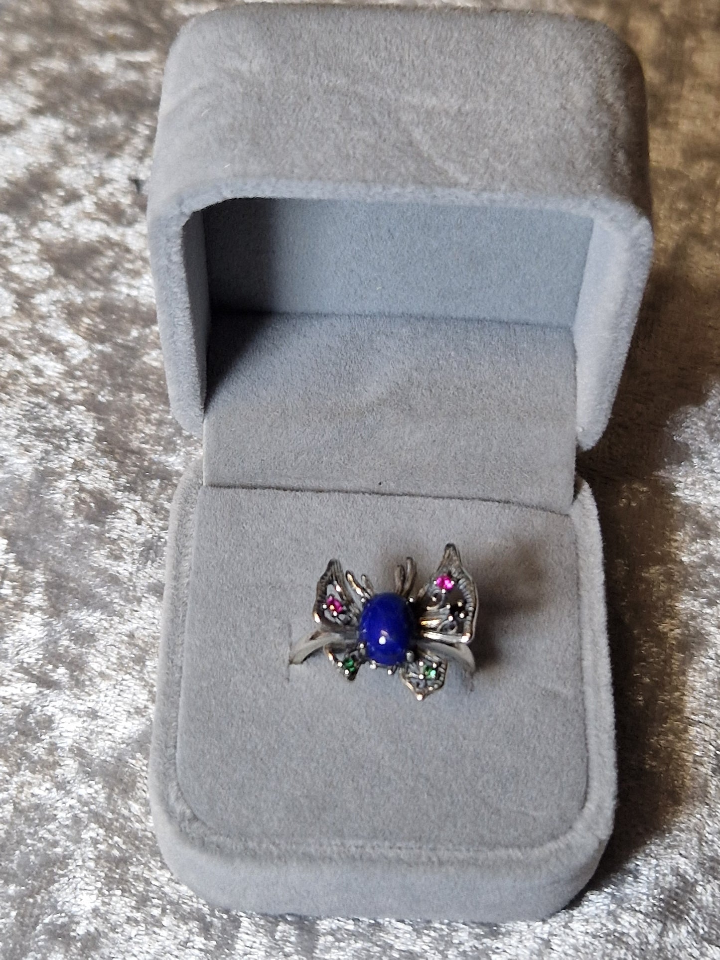 Gorgeous Lapis Lazuli Sterling Silver 925 Butterfly Ring - Free size, adjustable size - Natural stone