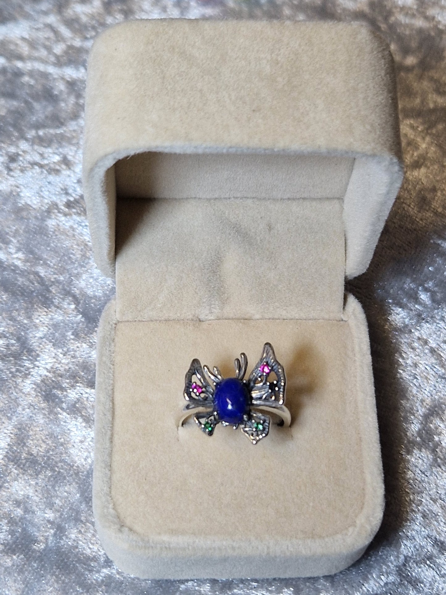 Gorgeous Lapis Lazuli Sterling Silver 925 Butterfly Ring - Free size, adjustable size - Natural stone