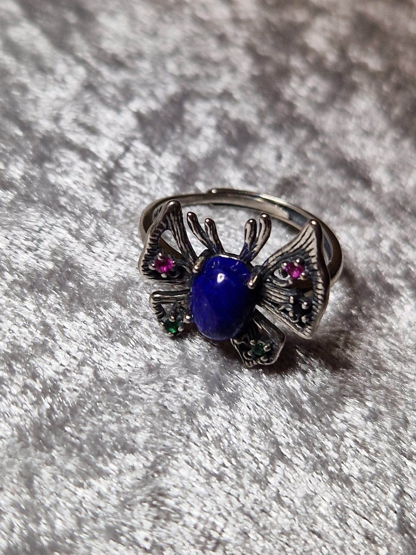 Gorgeous Lapis Lazuli Sterling Silver 925 Butterfly Ring - Free size, adjustable size - Natural stone