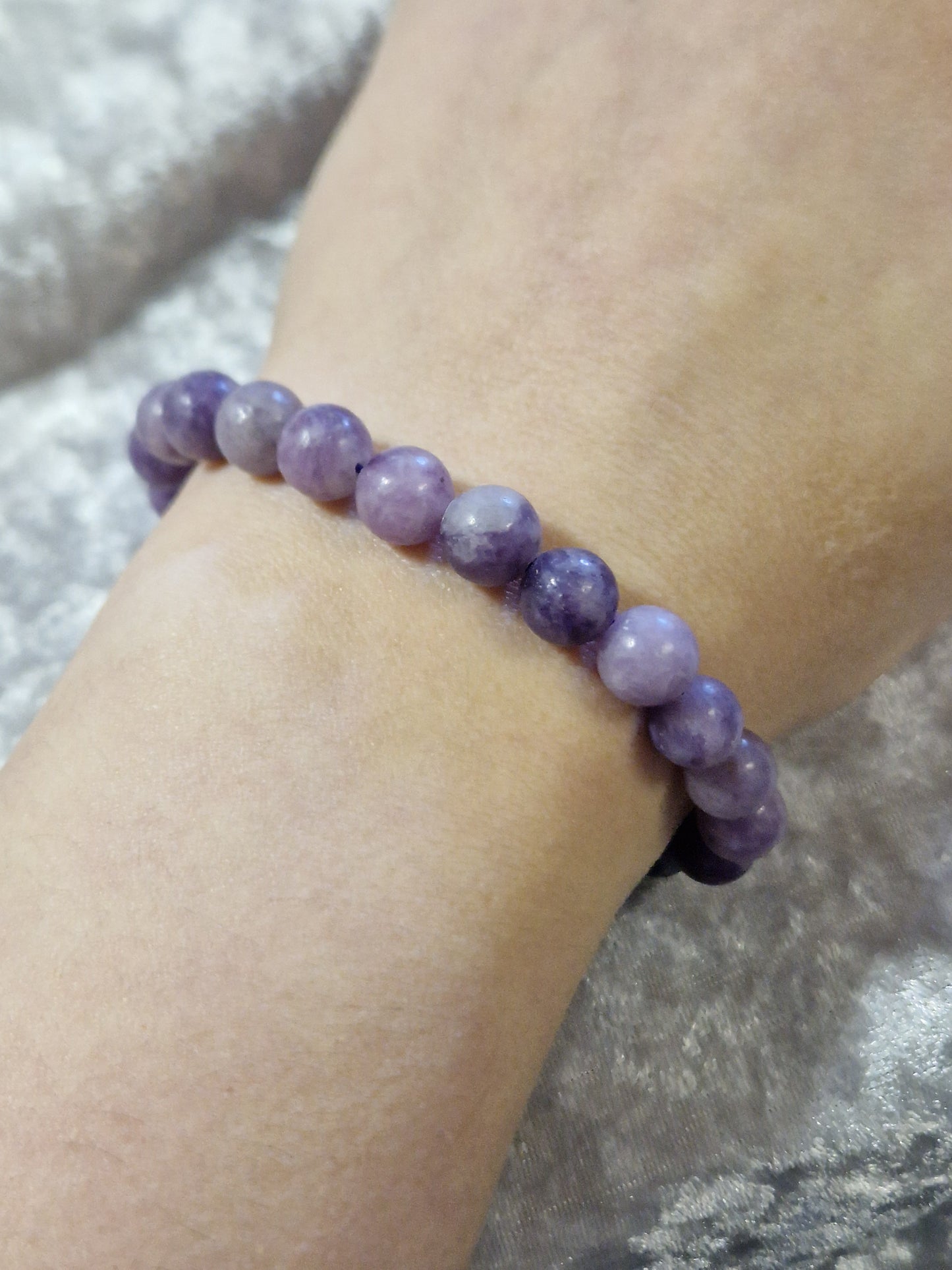 Natural Crystal Bead Bracelet - Lepidolite