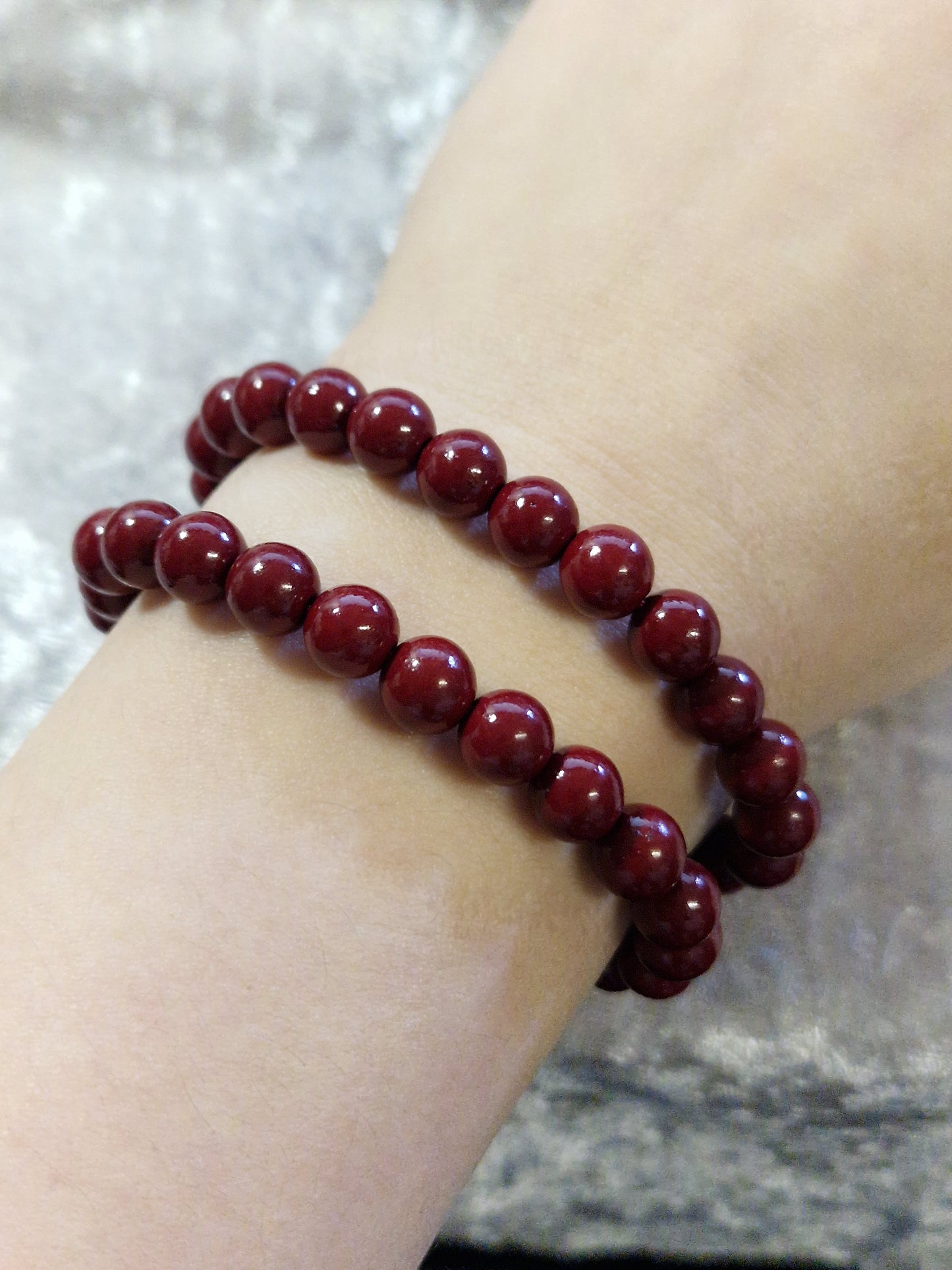 Natural Crystal Bead Bracelet - Cinnabar