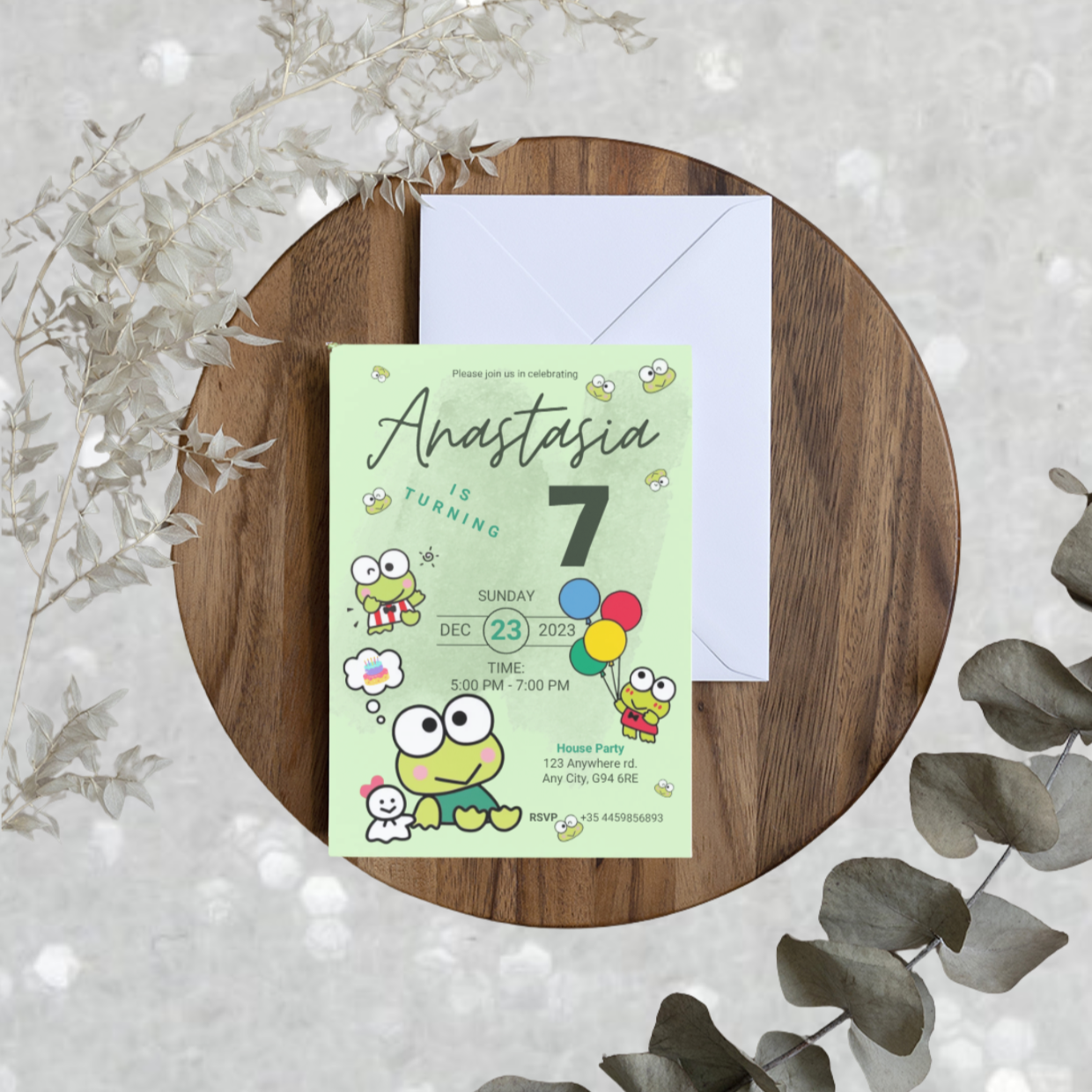 Keroppi Digital Invitation | Kawaii Sanrio Party Event Invite | Instant Download
