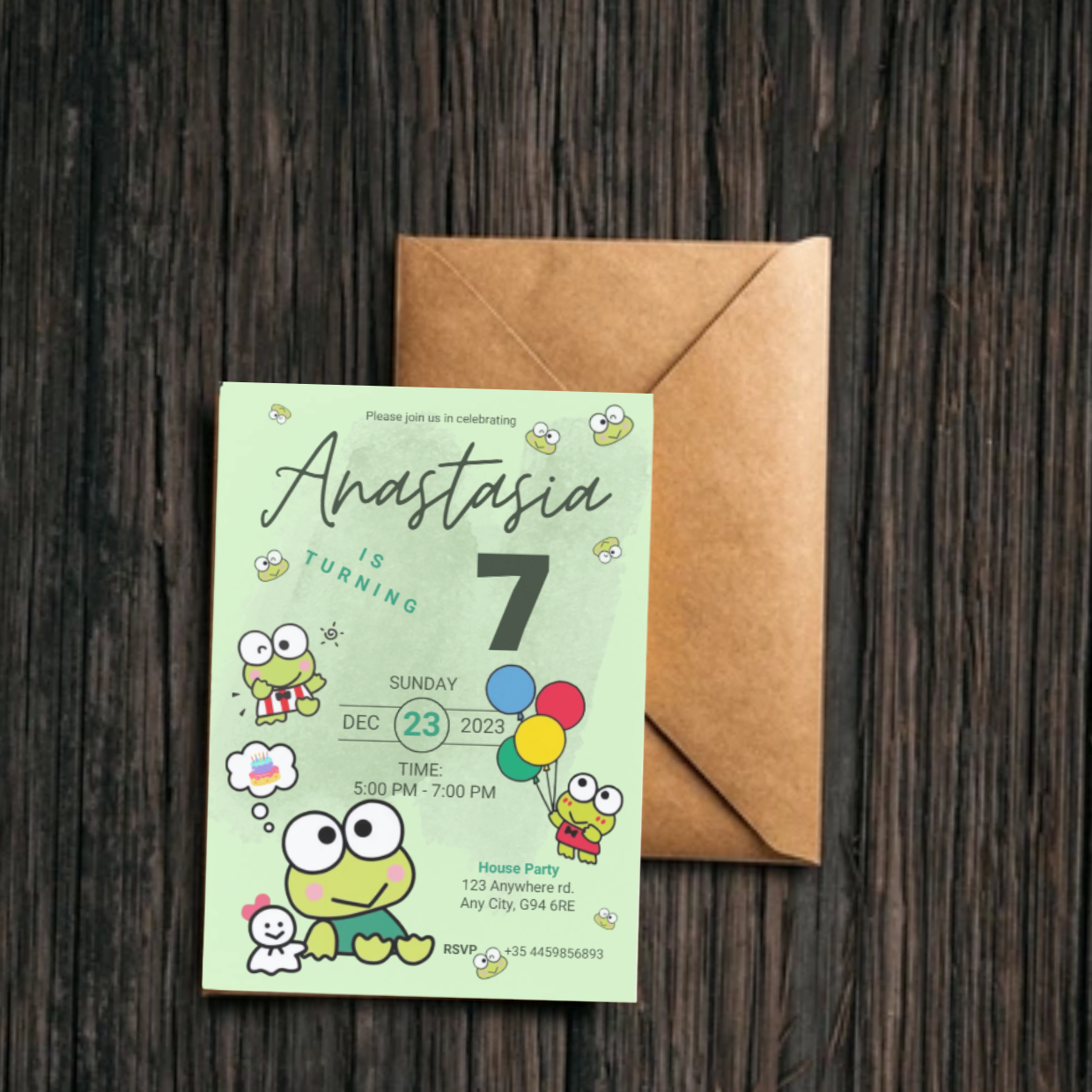 Keroppi Digital Invitation | Kawaii Sanrio Party Event Invite | Instant Download