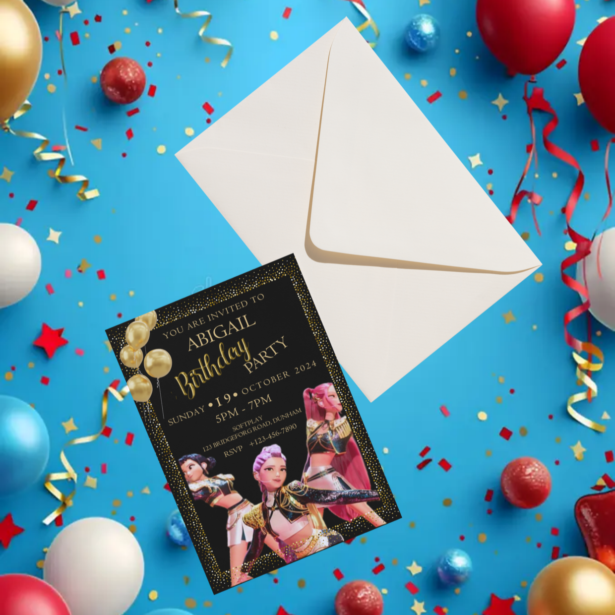 Kpop Hantrix Digital Invitation | Kawaii Party Event Invite | Instant Download