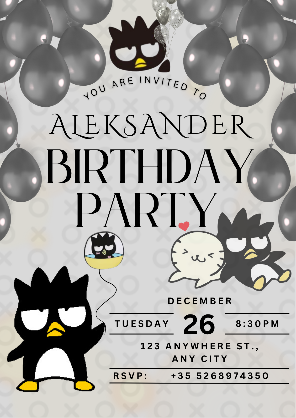 Badtz Maru Digital Invitation | Kawaii Sanrio Party Event Invite | Instant Download