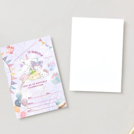 Sanrio Blank Digital Invitation | Kawaii Sanrio Party Event Invite | Instant Download