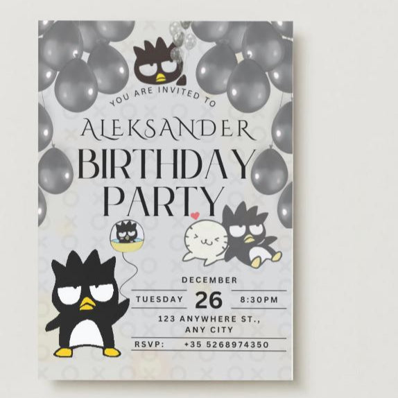 Badtz Maru Digital Invitation | Kawaii Sanrio Party Event Invite | Instant Download