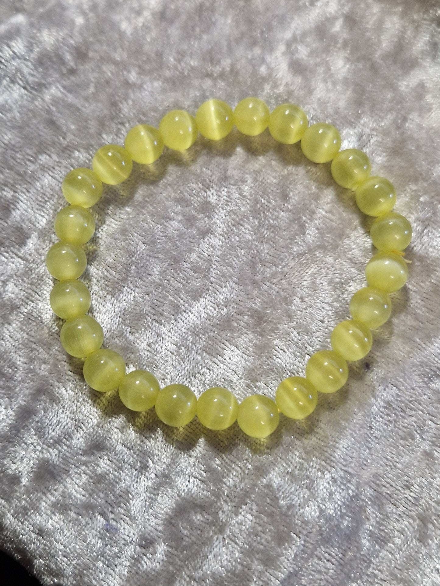 Crystal Bead Bracelet - Yellow Cat Eye