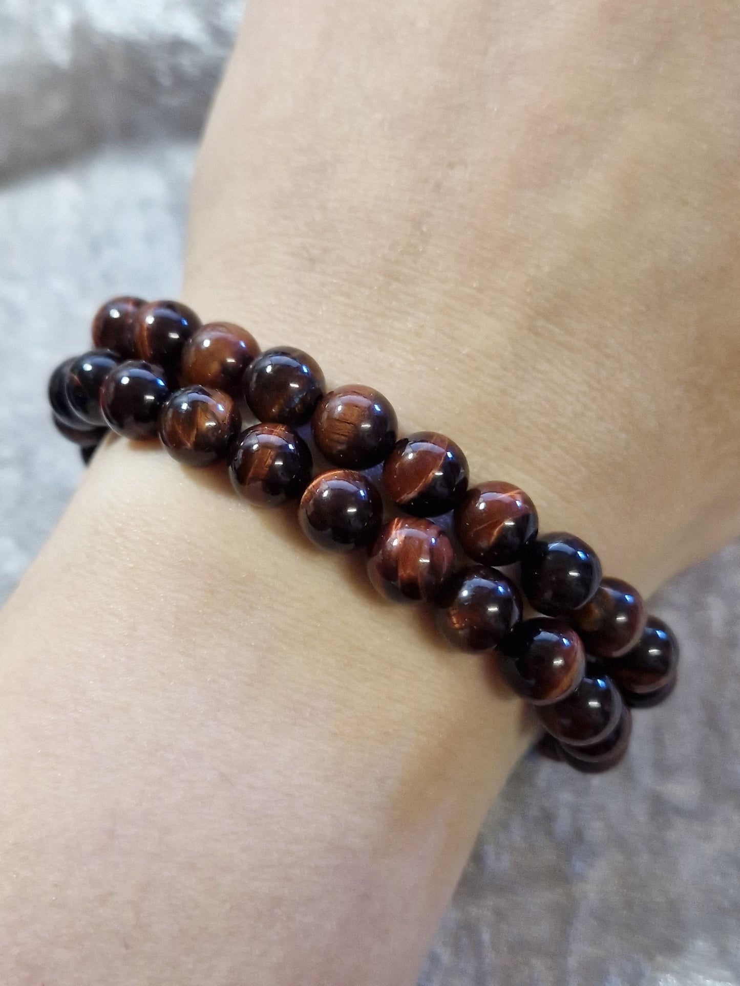 Crystal Bead Bracelet - Red Tiger Eye