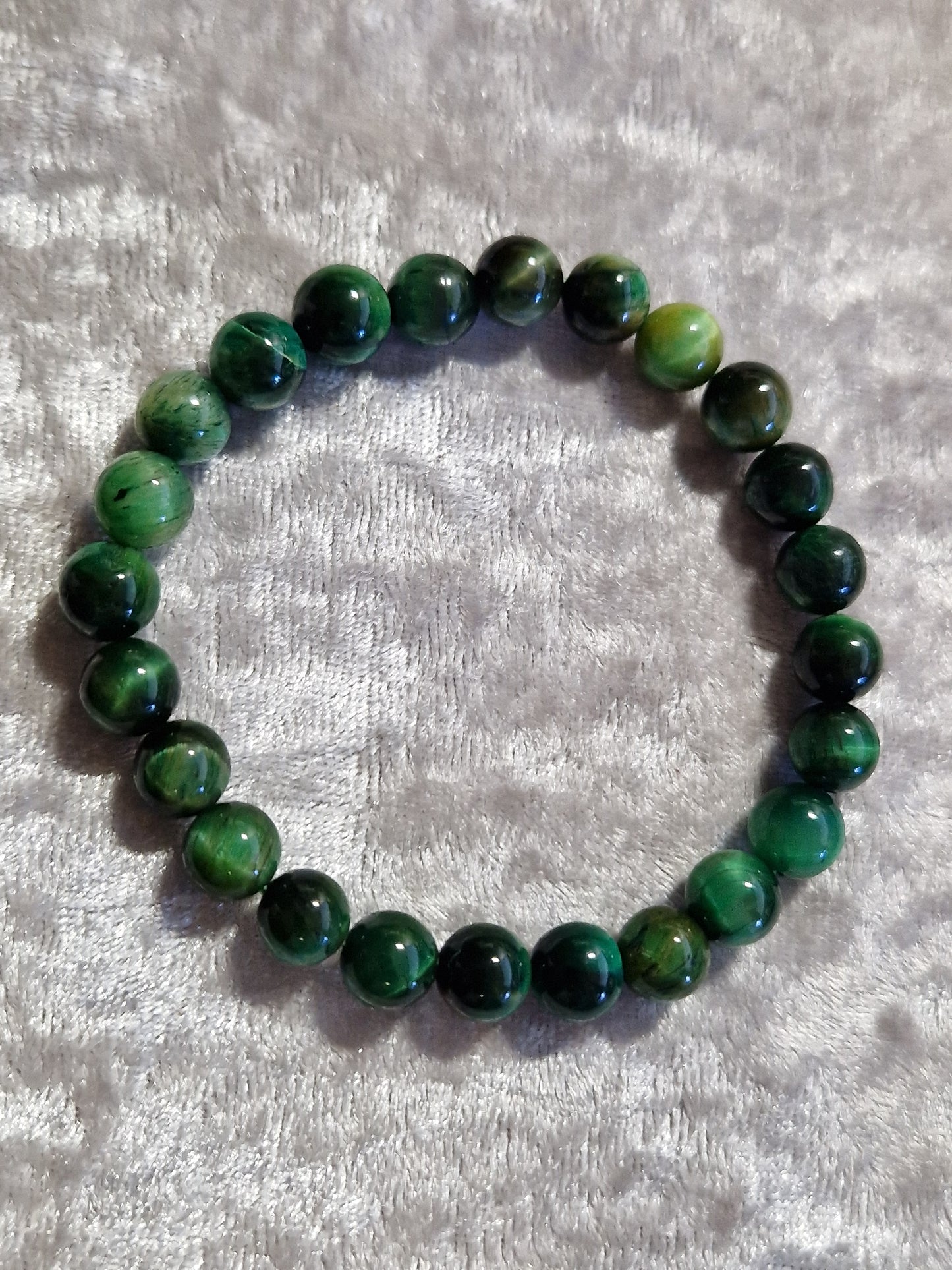 Crystal Bead Bracelet - Green Tiger Eye