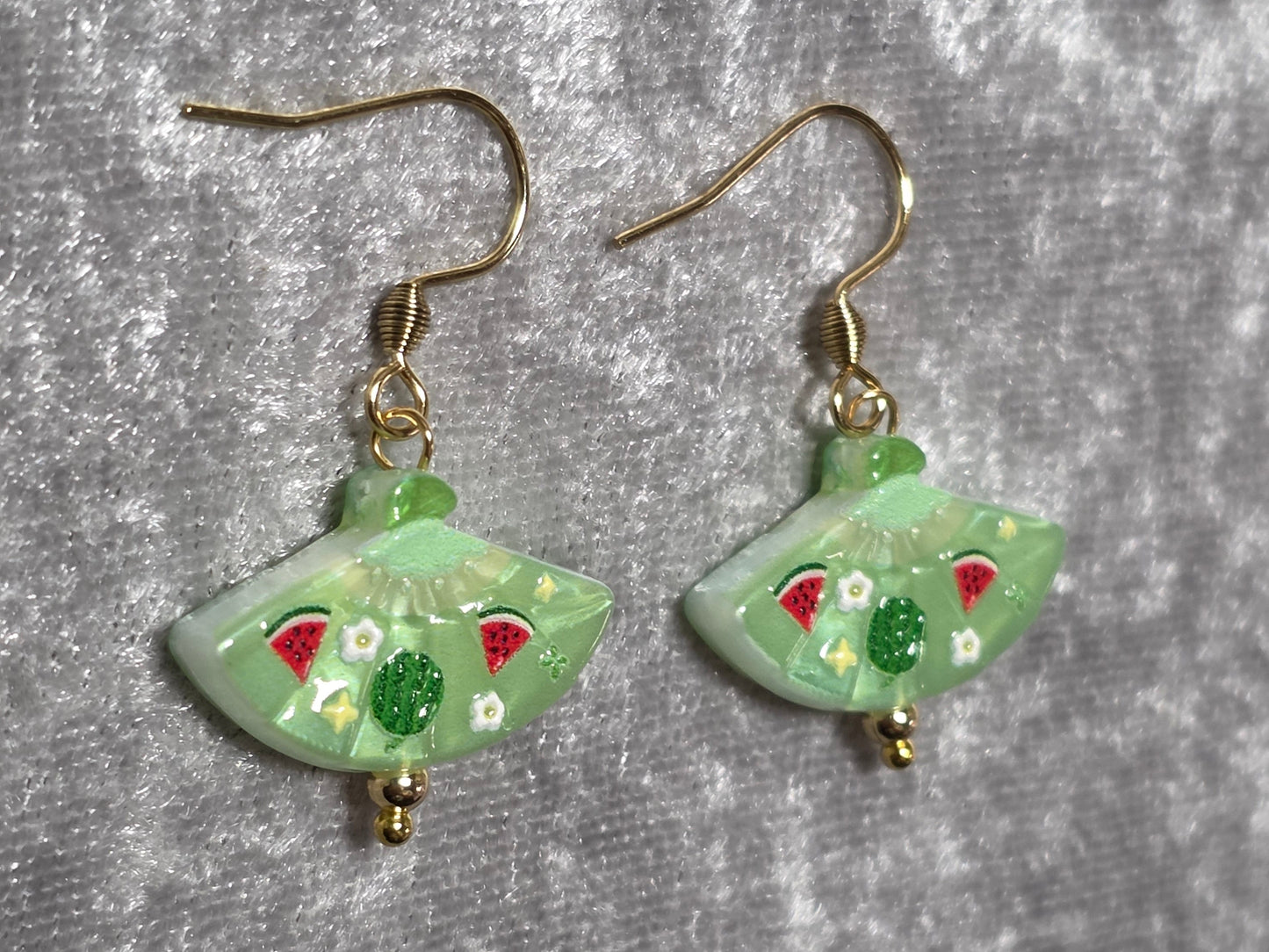 Handmade Cute Fruit Fan Shape Dangle Earrings | Kawaii Animal Jewellery