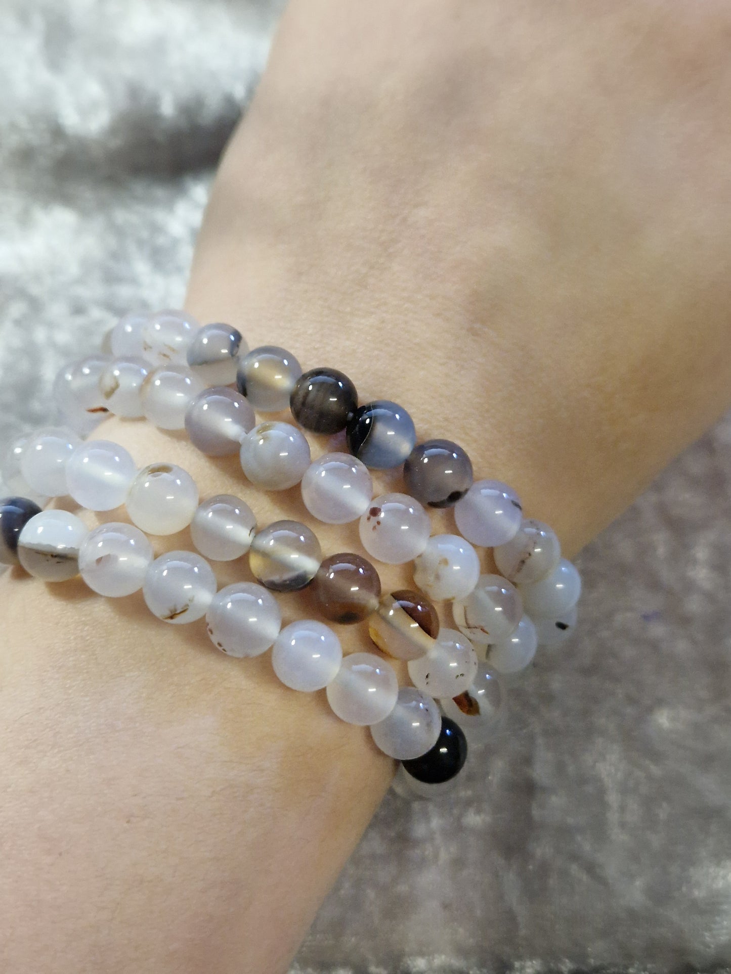 Natural Crystal Bead Bracelet - The Black Agate