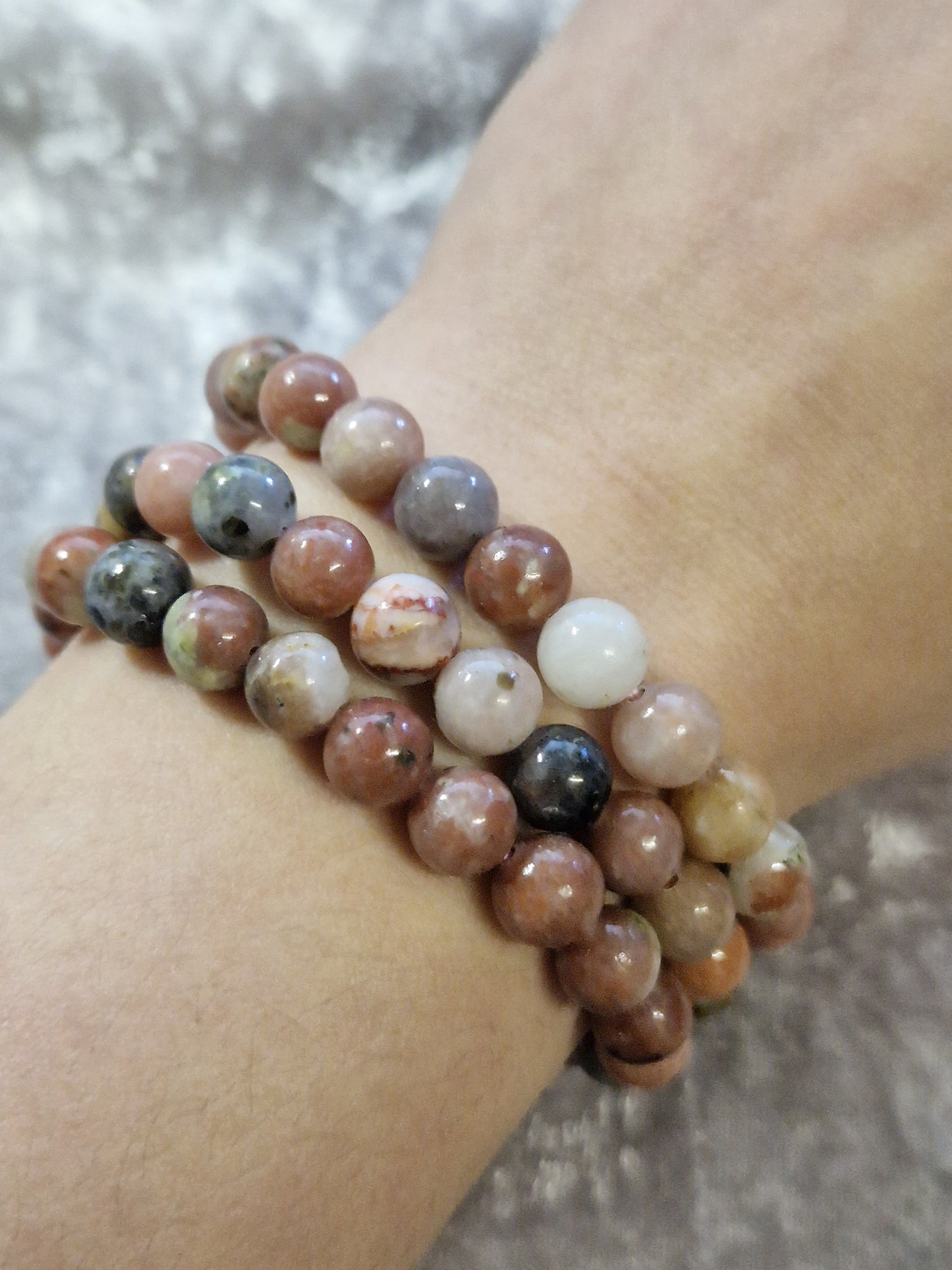 Natural Crystal Bead Bracelet - Plum Blossom Jasper