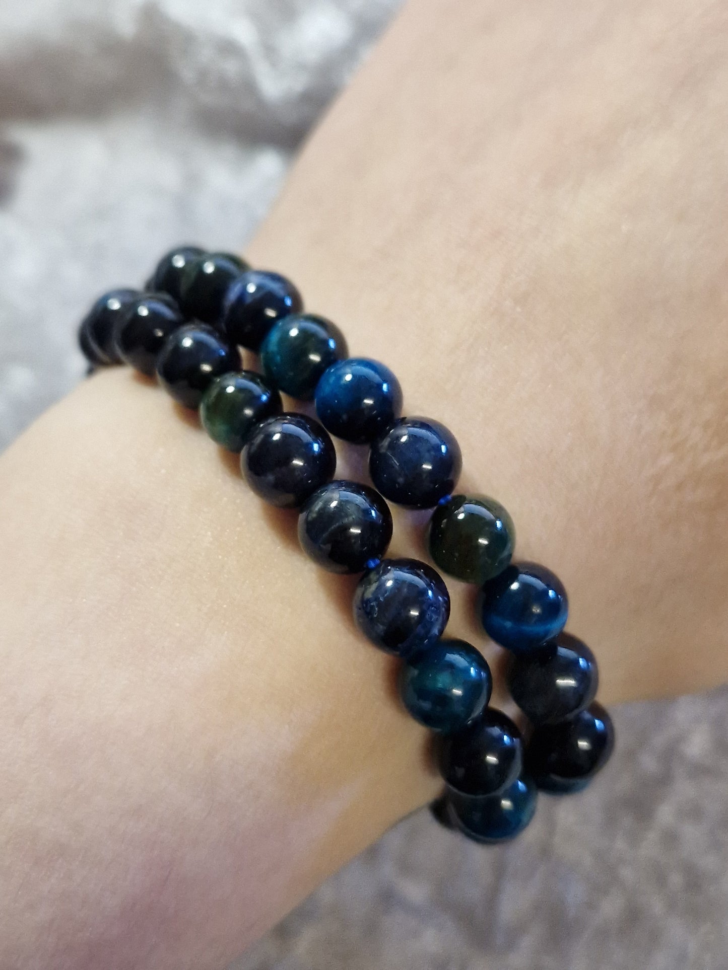 Crystal Bead Bracelet - Blue Tiger Eye