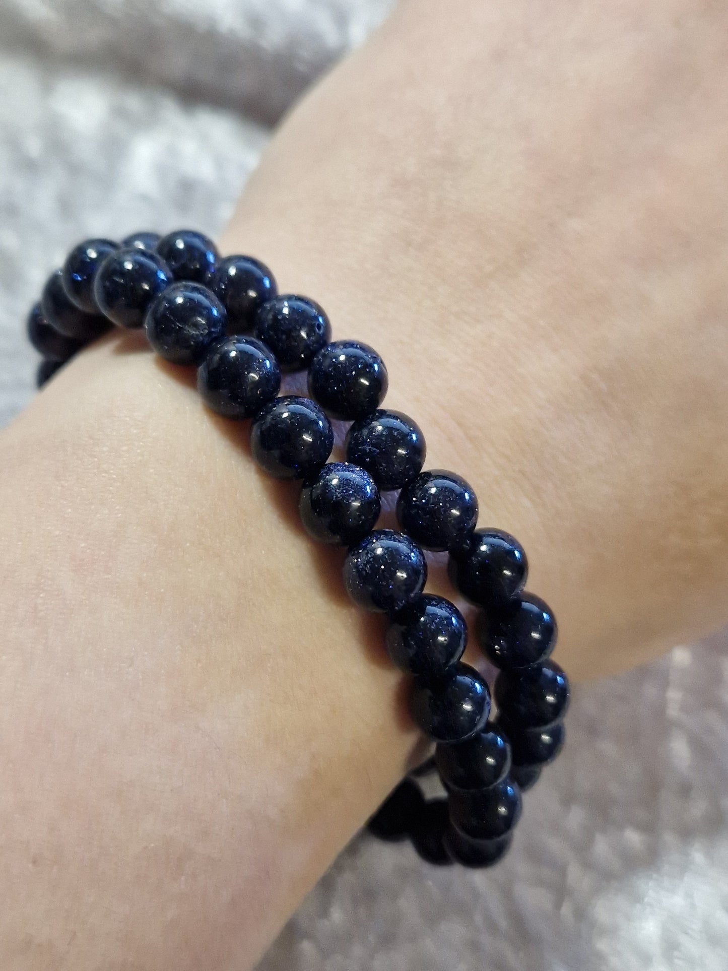 Crystal Bead Bracelet - Black and Blue Sandstone