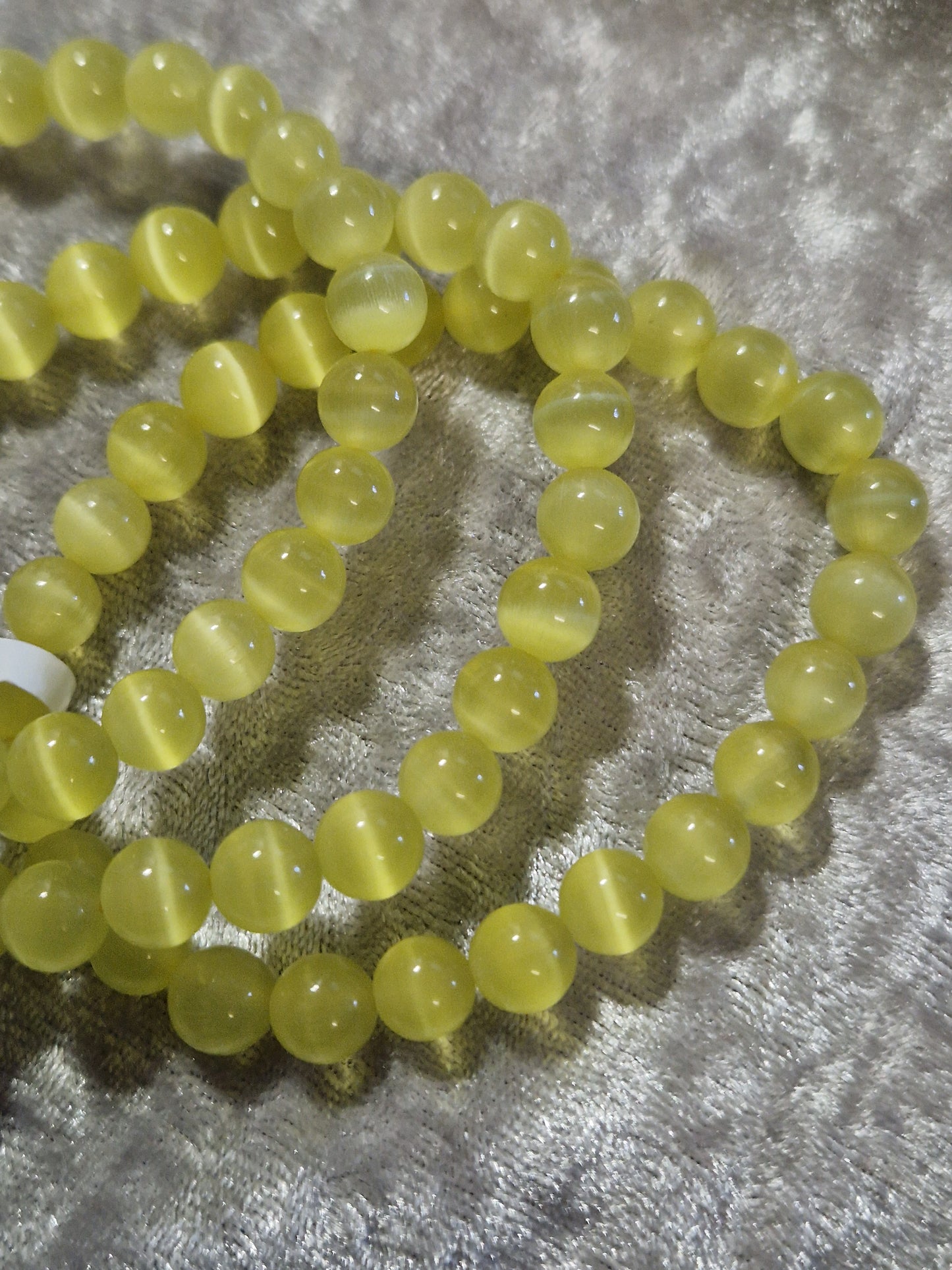 Crystal Bead Bracelet - Yellow Cat Eye