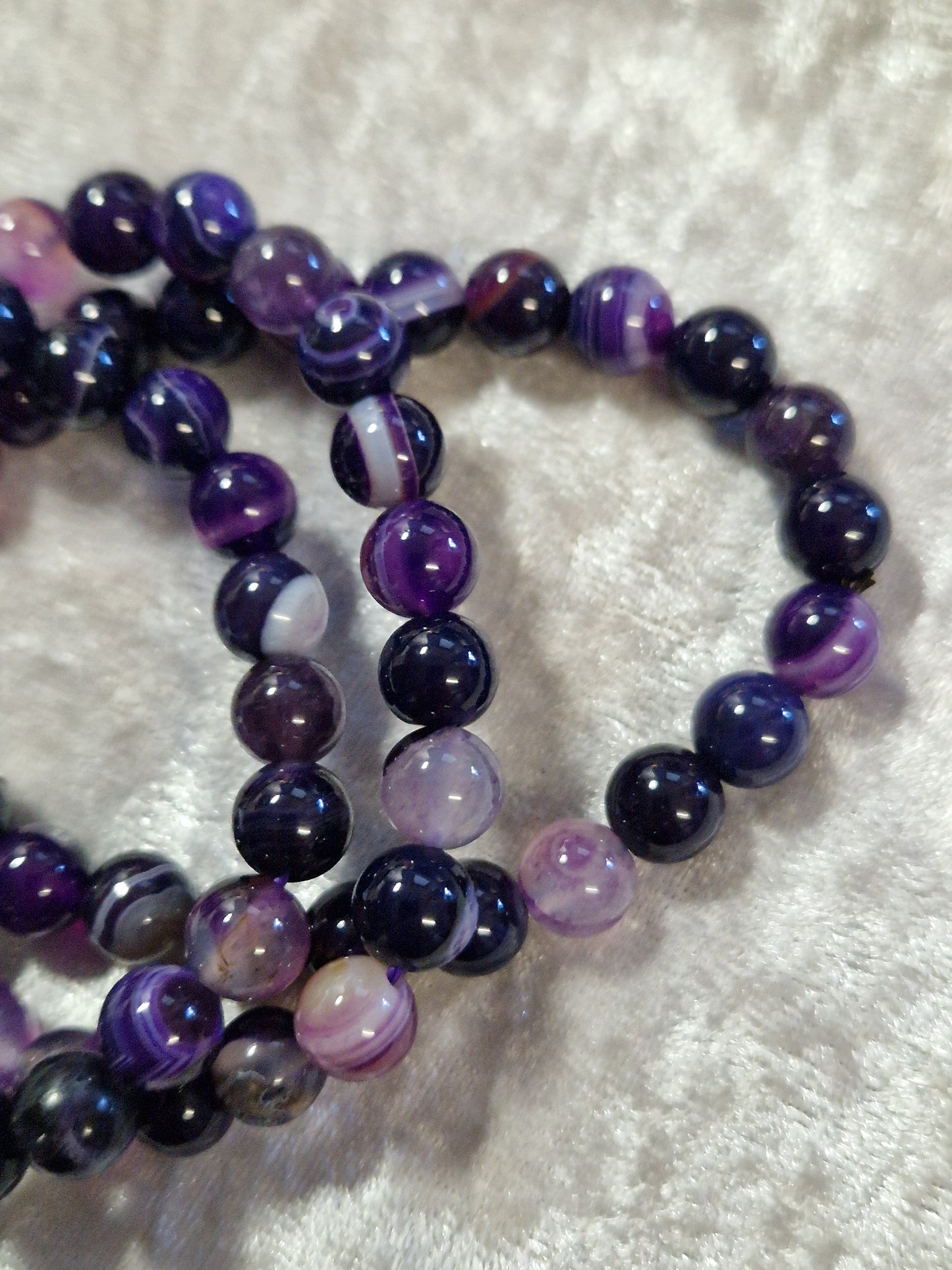 Natural Crystal Bead Bracelet - Purple Agate