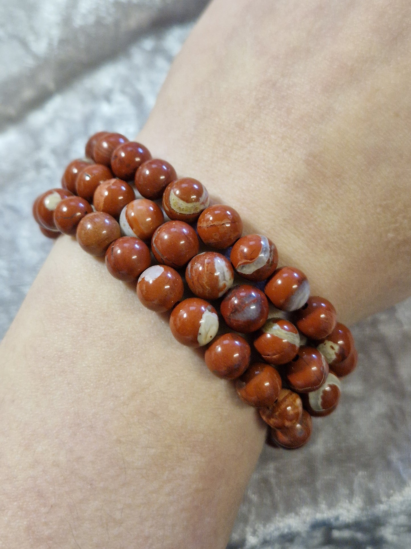 Natural Crystal Bead Bracelet - Red Jasper