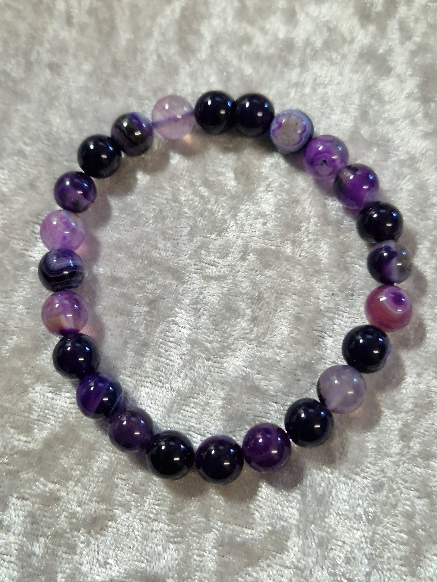 Natural Crystal Bead Bracelet - Purple Agate