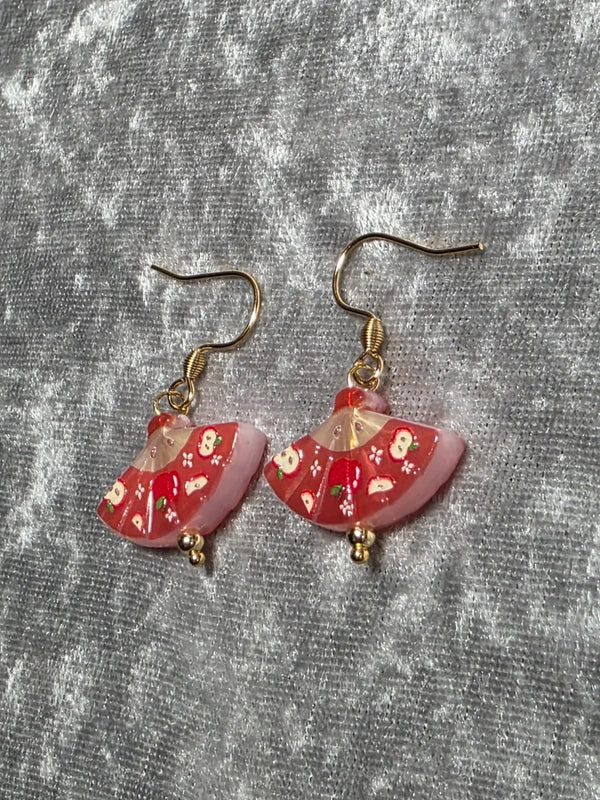 Handmade Cute Fruit Fan Shape Dangle Earrings | Kawaii Animal Jewellery