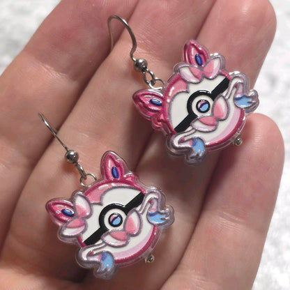 Handmade Poke Ball Dangle Earrings | Kawaii Animal Jewellery