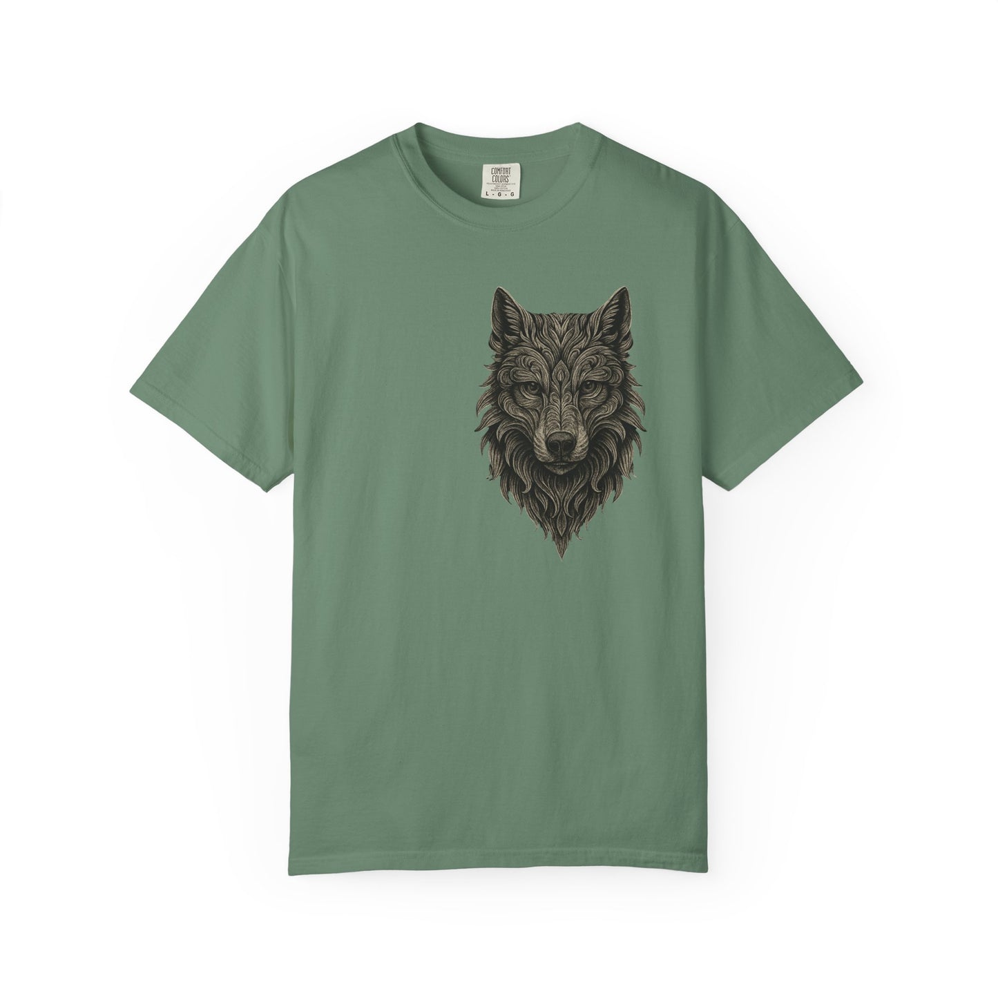Wolf Graphic T-Shirt — Front Wolf Head Art & Back “RISE. ROAR. REPEAT.” Motivational Tee