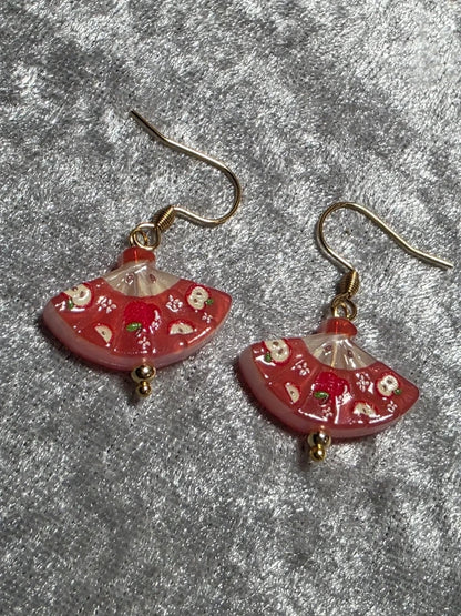 Handmade Cute Fruit Fan Shape Dangle Earrings | Kawaii Animal Jewellery