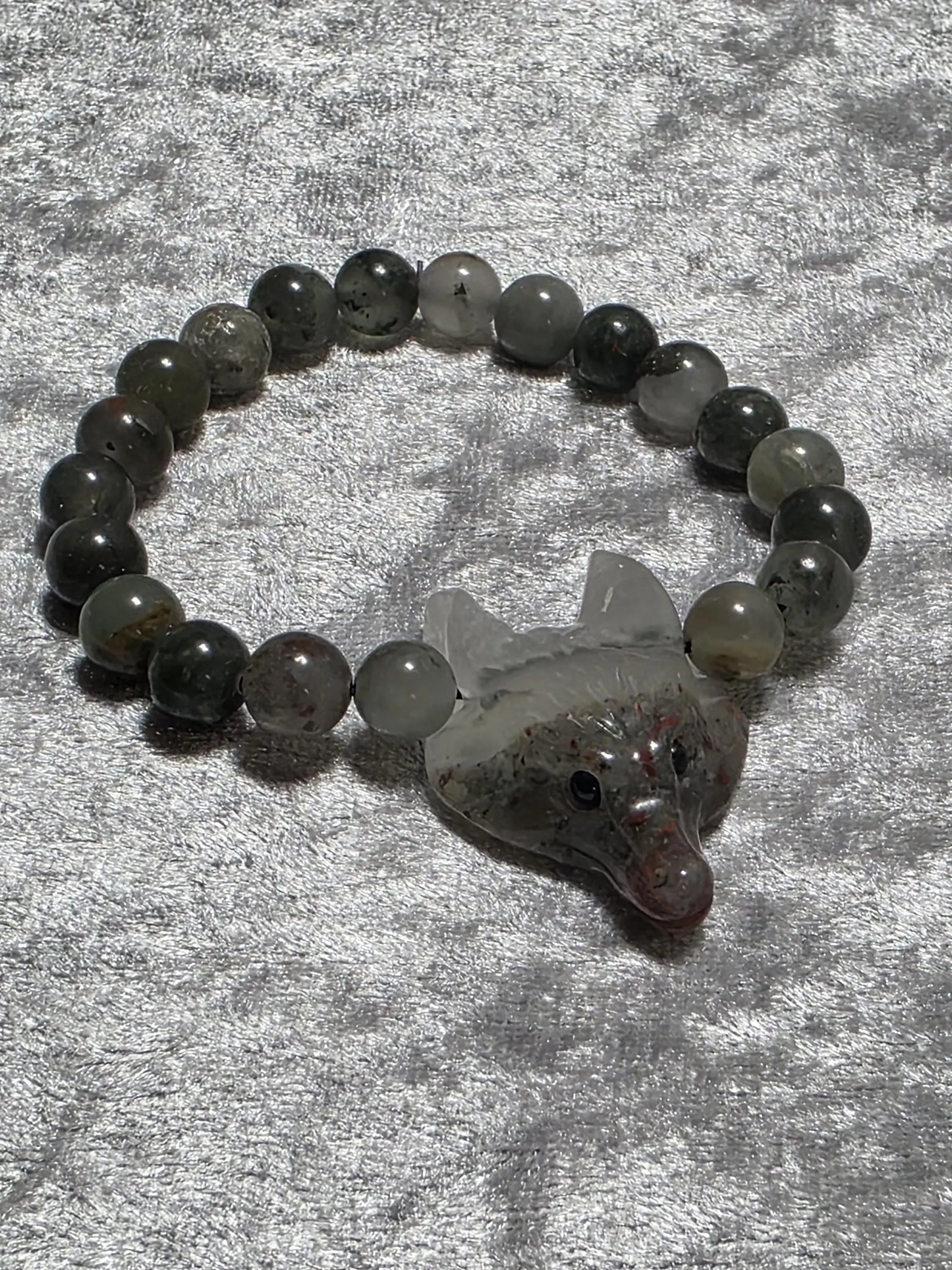 Wolf Head carving Chakra Bead Stretch Bracelet. Spiritual Healing Bracelet Jewellery.