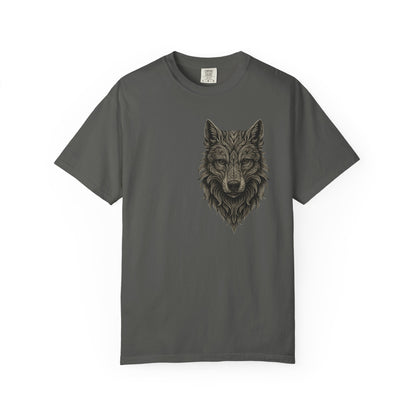 Wolf Graphic T-Shirt — Front Wolf Head Art & Back “RISE. ROAR. REPEAT.” Motivational Tee