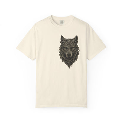 Wolf Graphic T-Shirt — Front Wolf Head Art & Back “RISE. ROAR. REPEAT.” Motivational Tee