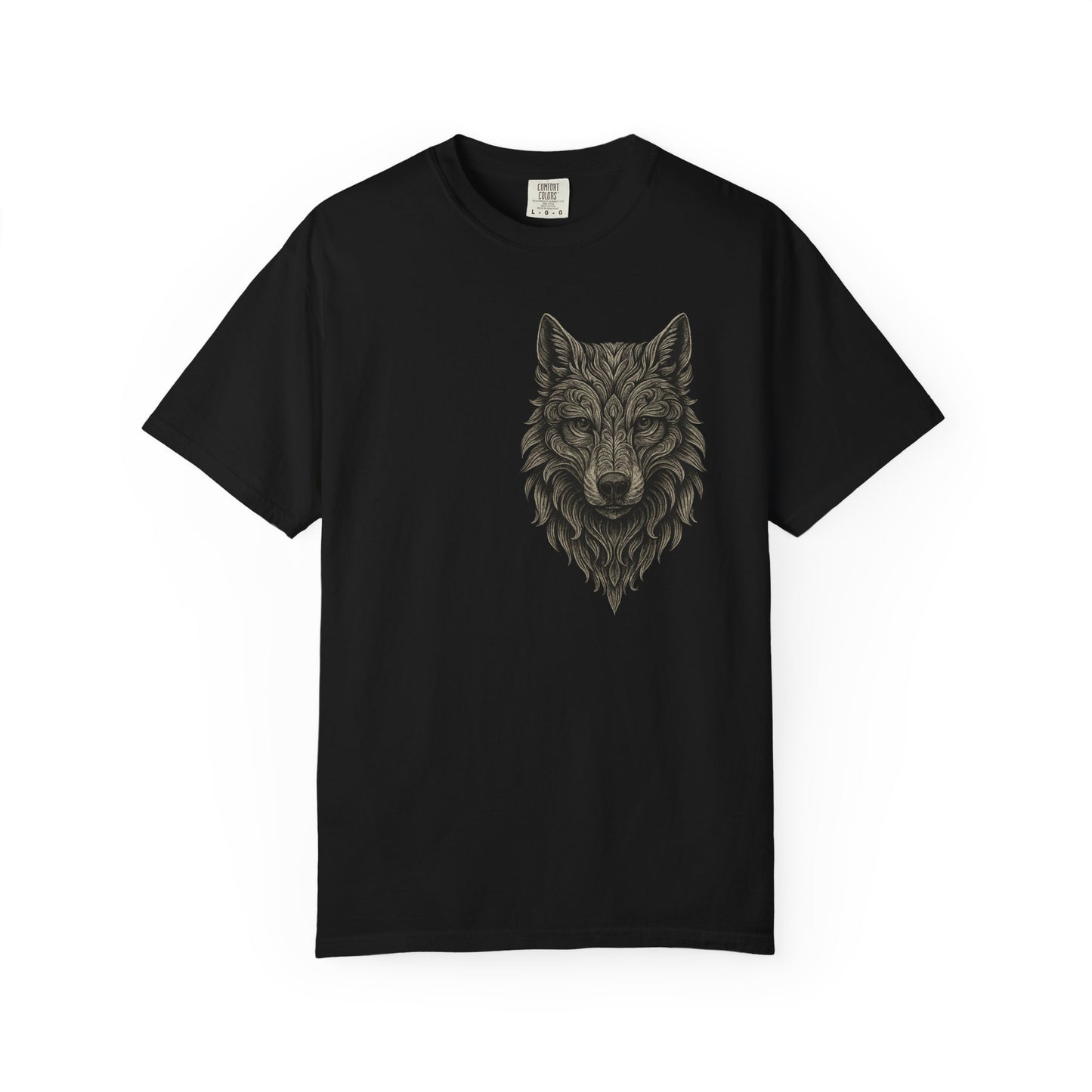 Wolf Graphic T-Shirt — Front Wolf Head Art & Back “RISE. ROAR. REPEAT.” Motivational Tee