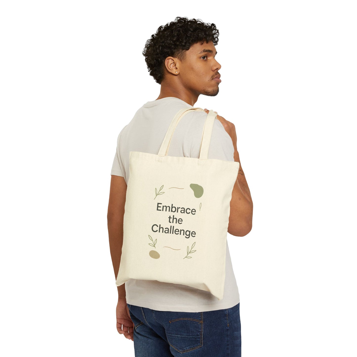 Embrace the Challenge Tote Bag | Minimal Botanical Typography