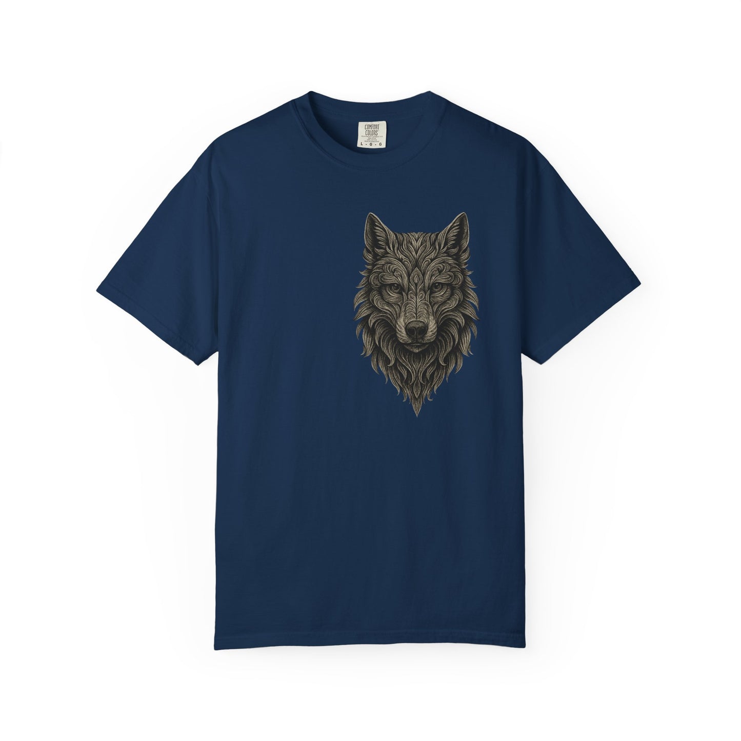 Wolf Graphic T-Shirt — Front Wolf Head Art & Back “RISE. ROAR. REPEAT.” Motivational Tee