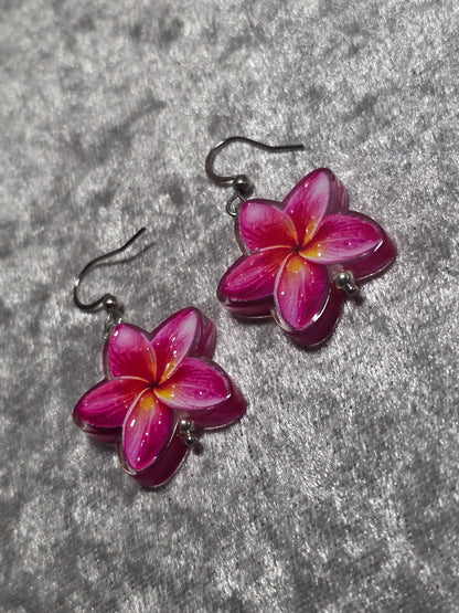 Handmade Cute Pink Flower Dangle Earrings | Kawaii Flower Jewellery