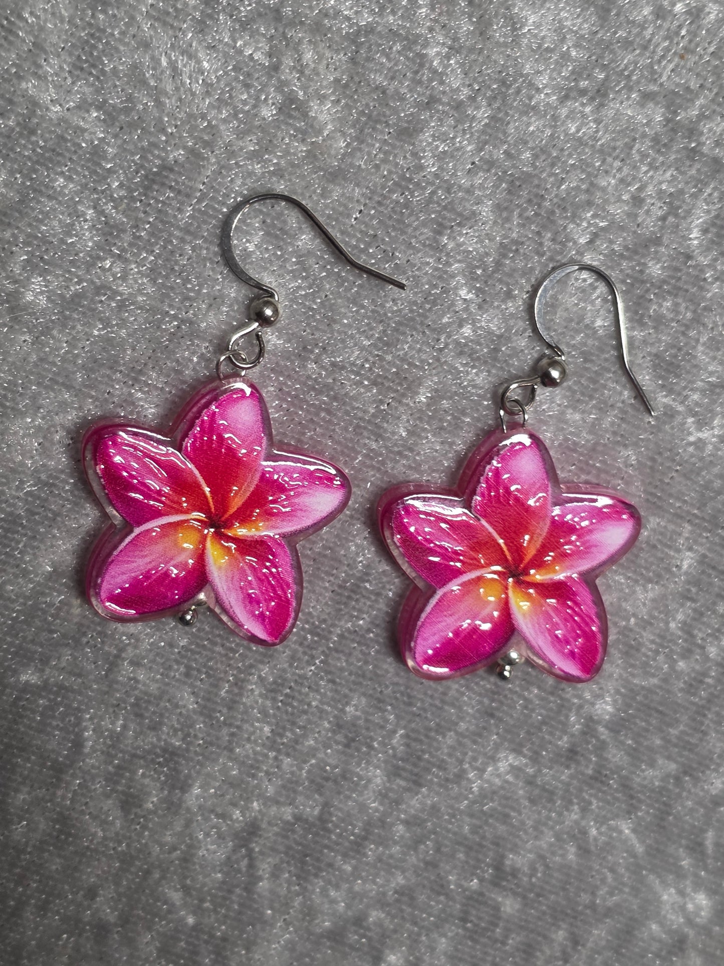 Handmade Cute Pink Flower Dangle Earrings | Kawaii Flower Jewellery