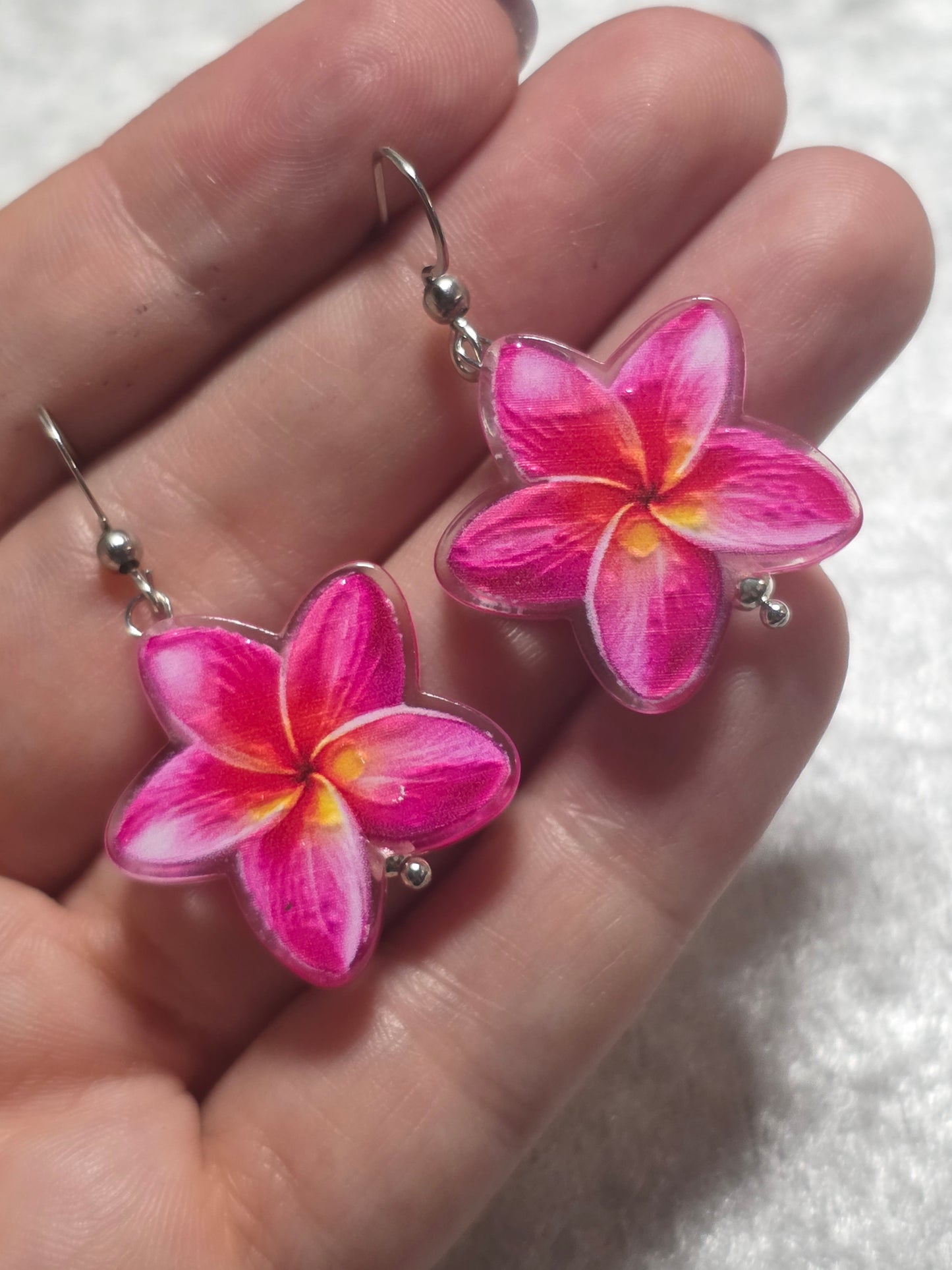 Handmade Cute Pink Flower Dangle Earrings | Kawaii Flower Jewellery