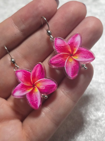 Handmade Cute Pink Flower Dangle Earrings | Kawaii Flower Jewellery