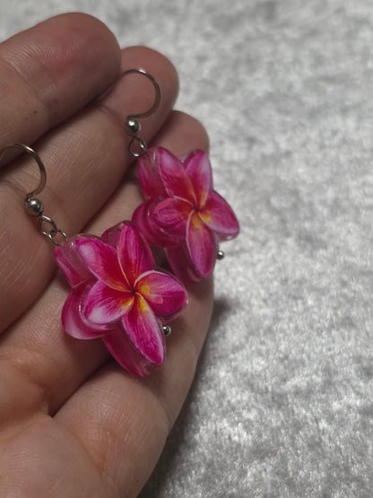 Handmade Cute Pink Flower Dangle Earrings | Kawaii Flower Jewellery