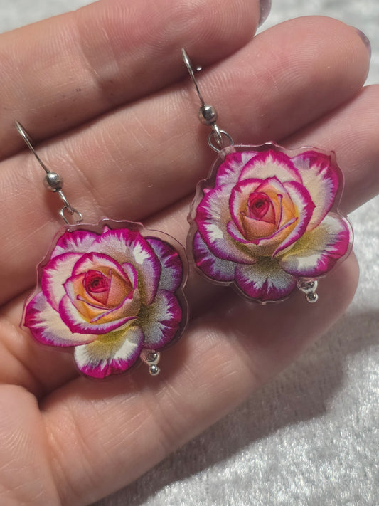 Handmade Sweet Rose Dangle Earrings | Kawaii Animal Jewellery