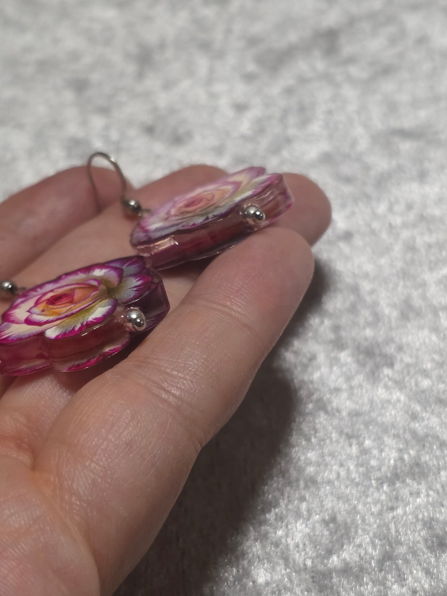 Handmade Sweet Rose Dangle Earrings | Kawaii Animal Jewellery