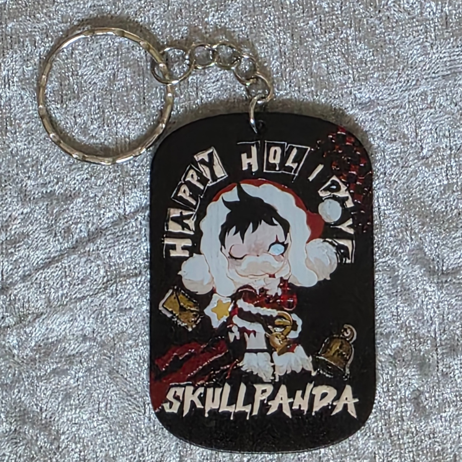 Skull Panda Keychain: Kawaii Anime Keyring, Bag Charm