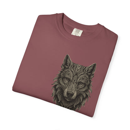 Wolf Graphic T-Shirt — Front Wolf Head Art & Back “RISE. ROAR. REPEAT.” Motivational Tee