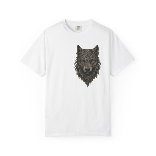 Wolf Graphic T-Shirt — Front Wolf Head Art & Back “RISE. ROAR. REPEAT.” Motivational Tee