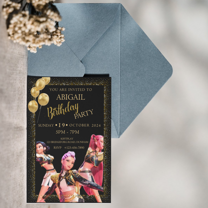 Kpop Hantrix Digital Invitation | Kawaii Party Event Invite | Instant Download