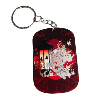 Keychain: Skull Panda Inspired Kawaii Anime Keyring, Bag Charm