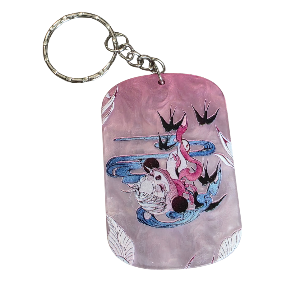 Keychain: Skull Panda Inspired Kawaii Anime Keyring, Bag Charm