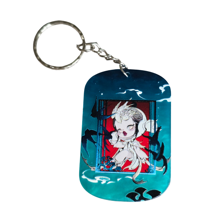 Keychain: Skull Panda Inspired Kawaii Anime Keyring, Bag Charm