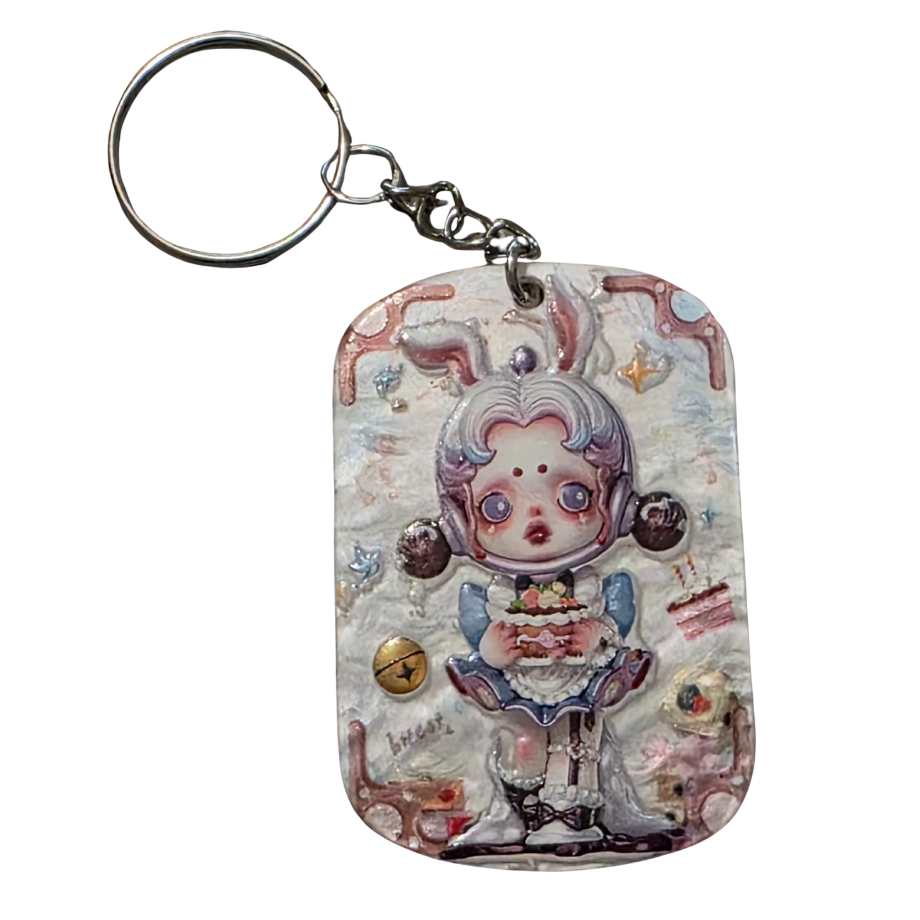 Keychain: Skull Panda Inspired Kawaii Anime Keyring, Bag Charm