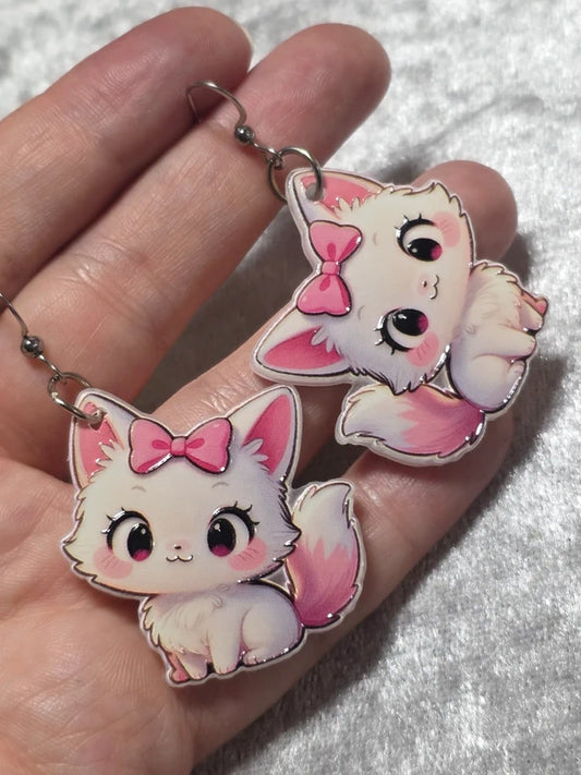 Handmade Cute Kitty Dangle Earrings | Kawaii Animal Jewellery